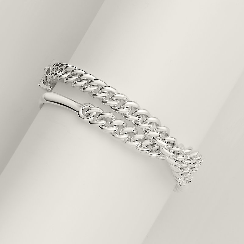 アクセサリー 60s HERMES Boucle Sellier MM Boucle Sellier Inflexible bracelet, small model - Silver